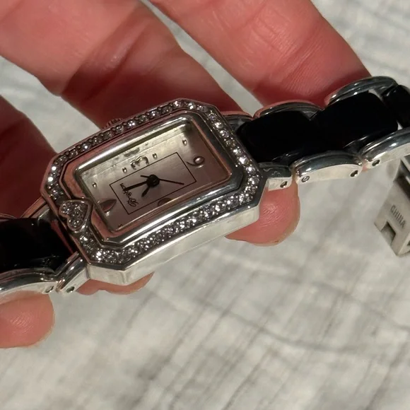 Brighton Encino Crystal Bezel Bracelet Watch Black Silver Japan Quartz - Picture 6 of 8